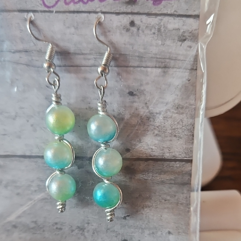 Handmade Elegant Silver and Blue Dangle Earrings